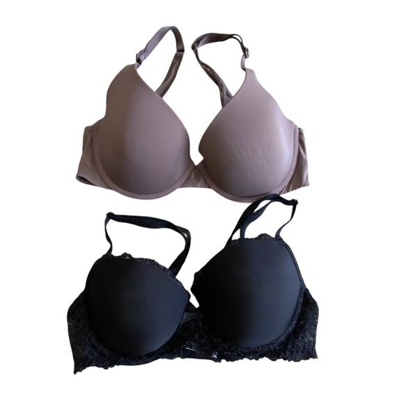 Victoria's Secret Black and Brown Demi T-Shirt Bras Size 32C - Picture 1 of 11